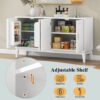 4 Door Sideboard Storage Cabinet With Door Shelf For Living Room And Dining Room, 2 Large Cabinets With Adjustable Shelf - White - Image 8