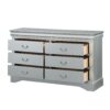 Louis Philippe - 4 Piece Queen Bedroom Set Bed (No Mirror) - Silver Gray - Image 3