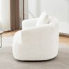360° Swivel Barrel Sofa Chair With Throw Pillow, Chenille Upholstered Accent Chair - Beige - Image 10