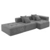 3 Piece Free Combination L Shaped Modular Sectional, Minimalist Floor Couch Set, Convertible Foam Filled Cloud Compressed Couch For Living Room - Gray - Image 5