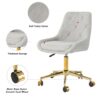 Modern Teddy Velvet Fabric Dining Chair With Gold Plated 5 Claw Legs - Gray - Image 7