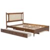 Queen Size Platform Bed With 2 Big Drawers Twin Size Trundle - Brown - Image 5
