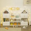 Versatile Children's Bookshelf With House-Shaped Design Multifunctional Storage - White - Image 7