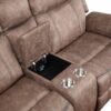 Dollum - Two Tone Nubuck Manual Recliner Sectional Sofa With USB Port Cupholder Console - Chocolate - Image 7