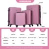 Luggage 4 Piece Lightweight Suitcase With Rotating Wheels, 24" And 28" With Tsa Lock, (16/20/24/28) - Pink - Image 3