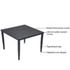Outdoor Patio Square Dining Table With Tapered Feet & Umbrella Hole - Ember Black - Image 6