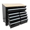 9 Drawer Multifunctional Steel Tool Cart With Wheels And Wooden Top - Black - Image 5