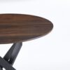Dining Table With Cross Metal Leg And MDF Top, Modern Space Saving Kitchen Table For Living Room, Round Table - Black / Dark Walnut - Image 8