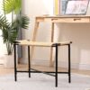 Vanity Stools Handwoven Paper Rope Ottoman For Entryway Natural Footstool For Living Room - Natural - Image 5
