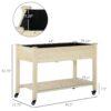 Outsunny - Raised Garden Bed, 47" x 22" x 33", Elevated Wooden Planter Box With Lockable Wheels, Storage Shelf, And Bed Liner For Backyard, Patio - Natural - Image 7