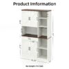 Farmhouse Kitchen Pantry Sideboard With Cabinet And Drawer, Multi Functional Kitchen Buffet With Hutch And Glass Holder, Microwave Stand With Charging Station - Brown / Antique White - Image 3