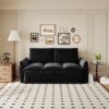 Pull Out Sofa Bed, 3 Seat Convertible Sleeper Sofa With 2 In 1 Pillow And Blanket Set Multifunctional Velvet Loveseat Bed - Black - Image 4