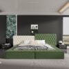 King Modern Upholstered Platform Bed With Storage Space, Sturdy And Stable Solid Wood Frame, Polyester Fabric, Easy To Assemble - Green - Image 6