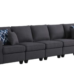 Cooper - 5 Seater Sofa With Cupholder - Dark Gray