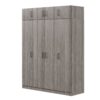 Contemporary 4 Door Wardrobe With 1 Drawer And Top Cabinet - Gray - Image 6
