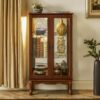 Curio Cabinet Lighted Curio Diapaly Cabinet With Adjustable Shelves And Mirrored Back Panel, Tempered Glass Doors (3 Tier), (E26 Light Bulb Not Included) - Walnut - Image 5