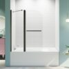 Frameless Folding Shower Doors For Bathtub - Matte Black - Image 2