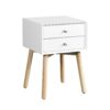 Modern Side Table With 2 Drawer, Mid-Century Storage Cabinet For Bedroom - White - Image 2