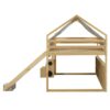 Full Size Loft Bed House Shaped Frame With Tent - Natural / Beige - Image 16