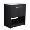 Modern Freestanding 30" Bathroom Vanity With Ceramic Sink, Soft Closing Doors Cabinet - Dark Oak - Image 11