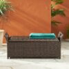 Outdoor Rattan Bench With Flair Arm And Storage - Brown - Image 2