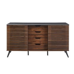 Contemporary Sliding Slat Door Sideboard - Ebony / Dark Walnut
