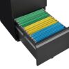 2 Drawer File Cabinet With Lock, Metal Under Desk Rolling Filing Cabinet Fits Letter / Legal / A4 Size For Home Office, Mobile Filing Cabinet - Black - Image 10
