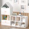 Versatile Kids Bookshelf With House-Shaped Design Multifunctional Storage, Durable - White - Image 2