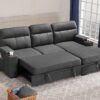 Kaden - Sleeper Sectional Sofa Chaise With Storage Arms And Cupholder - Gray - Image 11