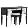 Dressing Table Set With Mirrored Drawers And Stool, Tri-Fold Mirror, Makeup Vanity Set For Bedroom - Black - Image 13