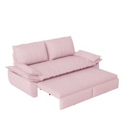 Queen Pull Out Sofa Bed, 3 In 1 Convertible Sleeper Sofa Multifunctional Velvet Loveseat Bed - Pink