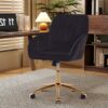 Adjustable Office Chair, Ergonomic Swivel Chair Velvet, Comfortable For Long Sitting - Black - Image 5