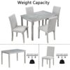 5 Piece Wooden Dining Table Set, Kitchen Table Set With A Rectangular Table And 4 Upholstered Chairs, Wooden Dining Room Table With Crystal Decoration And Chairs Set - Silver Gray - Image 5
