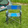 Padded Folding Outdoor Chair With Storage Pockets, Lightweight Oversized Directors Chair For Indoor, Outdoor Camping, Picnics And Fishing - Blue / Gray - Image 4
