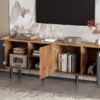 Mid Century TV Stand & 3 Cabinets, Media Console Table For Tvs Up To 70'', Entertainment Center With Storage For Living Room - Black / Brown - Image 25