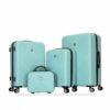 4 Piece Lightweight Suitcase, 14" Makeup Box, Aircraft Wheels (14/20/24/28) - Light Blue - Image 4