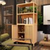 Neutral - Bamboo Storage Cabinet Freestanding With 2 Doors For Bathroom, Living Room, Kitchen, And Entryway - Neutral - Image 5