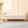Wide Storage Soft Ottoman Bench With Armrests, Footrest Bed End Stool For Living Room, Dorm, Entryway And Bedroom - Beige - Beige - Image 2