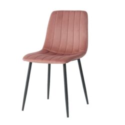 Interior Velvet Dining Chair, Modern Kitchen Dining Chair With Cushion Back, Upholstered Side Chair With Black Coated Metal Legs, Family Kitchen Dining And Living Room (Set of 4) - Pink / Black