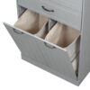 Stylish Bathroom Storage Cabinet With 2 Laundry Baskets - Gray - Image 19