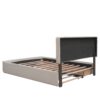 Queen Size Upholstered Platform Bed With 2 Drawers And 1 Twin Long Trundle - Dark Beige - Image 13