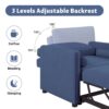 3 In 1 Convertible Sleeper Chair With Adjustable Backrest, Lounger Chair Turns Into Bed, Single Bed For Living Room, Velvet - Ink Blue - Image 4