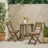 Outdoor 3 Pieces Half Round Folding Bistro Set: Weather Resistant, Space Saving - Gray - Image 2