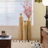 Metal Decorative Vases High Distress Metal Center Vases With Growing Vine Patterns, (Set of 3) Vases For Home Decoration - Gold - Image 18