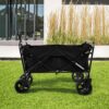 100L Collapsible Folding Beach Wagon Cart With 220Lbs Large Capacity, Wagons Carts Heavy Duty Foldable With Big Wheels For Sand, Garden, Camping - Black - Image 3