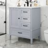 30" Bathroom Vanity With Sink, Bathroom Cabinet With A Door, 3 Drawers Legs, Adiustable Foot Pads - Gray - Image 2