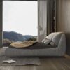 King Size Luxury Upholstered Platform Bed With Oversized Padded Backrest And Solid Wood Frame, Suitable For Multiple Heights Of Mattresses - Gray - Image 5