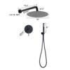 Round Rain Shower Head And Handheld Shower Set With Brass Construction - Matte Black - Image 3