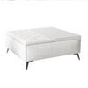 Modern Wood And Fabric Square Storage Ottoman Coffee Table With Lift - Top Design - Upholstered Bench For Living Room Organization - White - Image 7