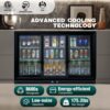 53" Beverage Refrigerators 3 Glass Door Back Bar, 480 Cans Cooler, Commercial Beer Wine And Drink Fridge, 11.3 Cu.Ft - Black - Image 3